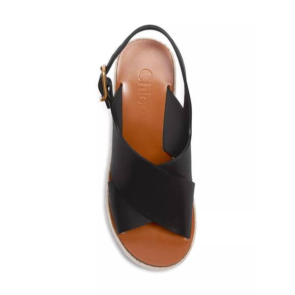 Chloe Black Espadrille Wedge Sandals - Picture 5 of 6